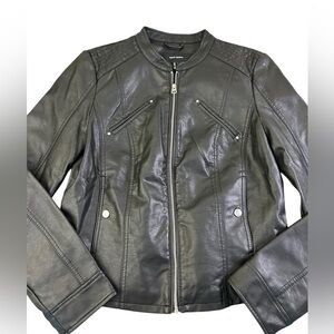 VERO MODA Faux Leather Moto Biker Jacket‎ Black Women Sz Lg